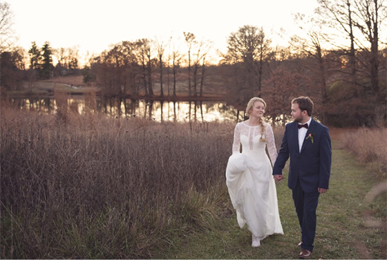 Bride and groom on grounds